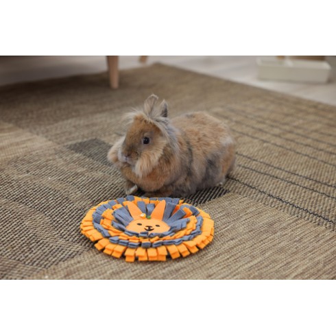 Snuffle Mat with Bunny Design – Orange and Dark Gray