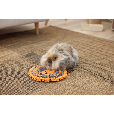 Snuffle Mat with Bunny Design – Orange and Dark Gray
