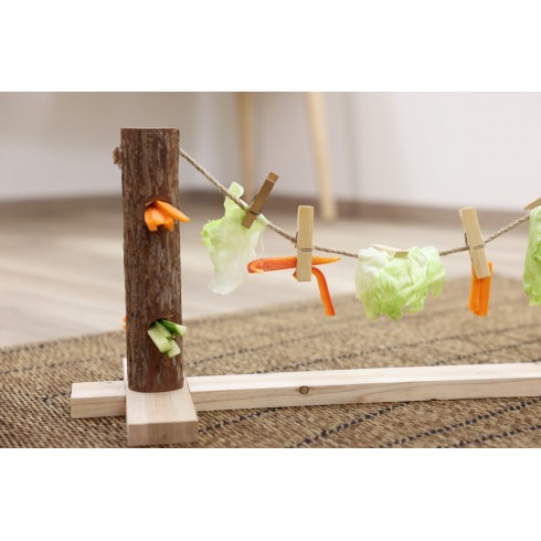 Set of 2 Tree Logs with Hanging Food Rope – Interactive Accessory for Rabbit and Rodents
